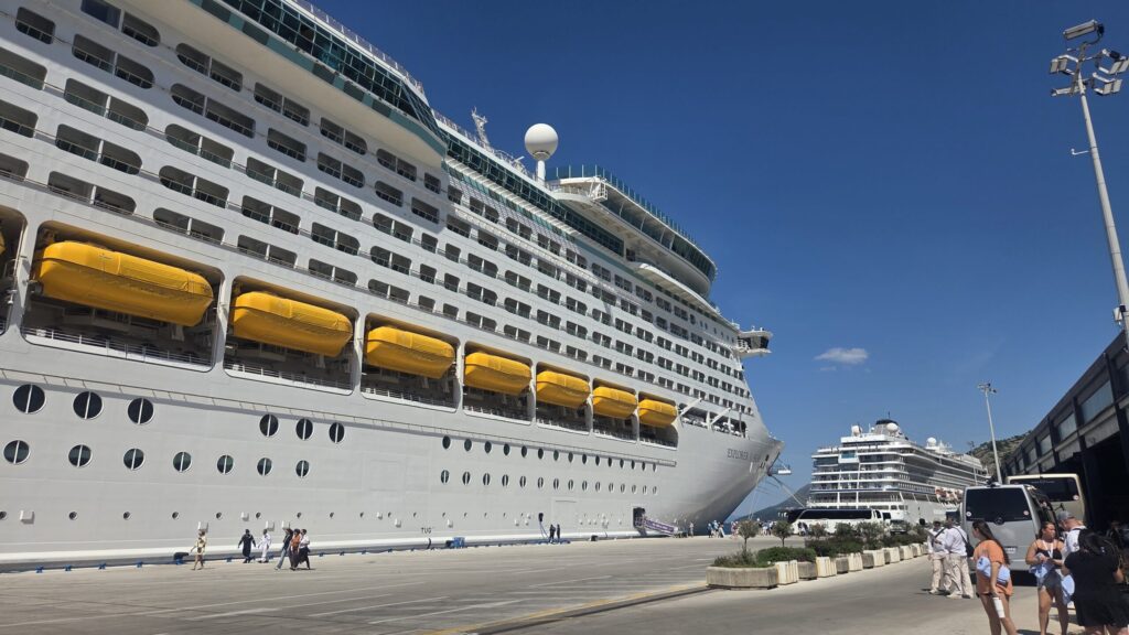 Cruise ships docked at Dubrovnik Cruise Port with passengers arriving for private shore excursions and Old Town tours