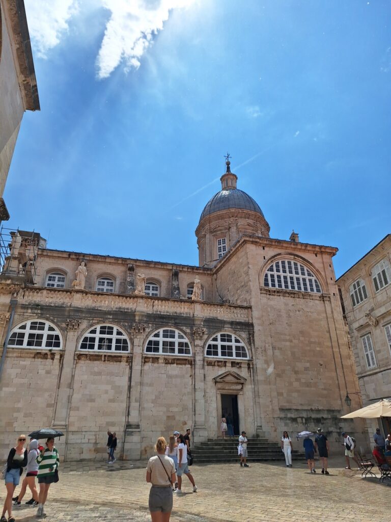 Dubrovnik Cathedral in Old Town with its baroque dome and historic stone facade