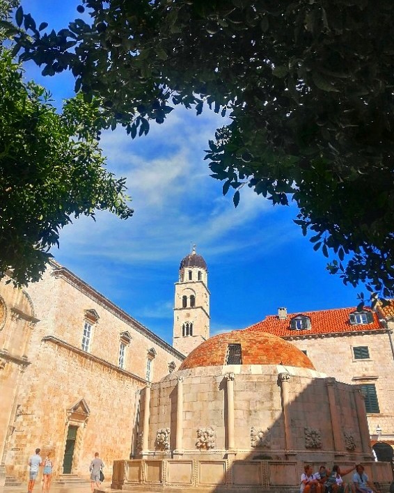 Dubrovnik Old Town square in June with sunny weather and clear blue sky in early summer