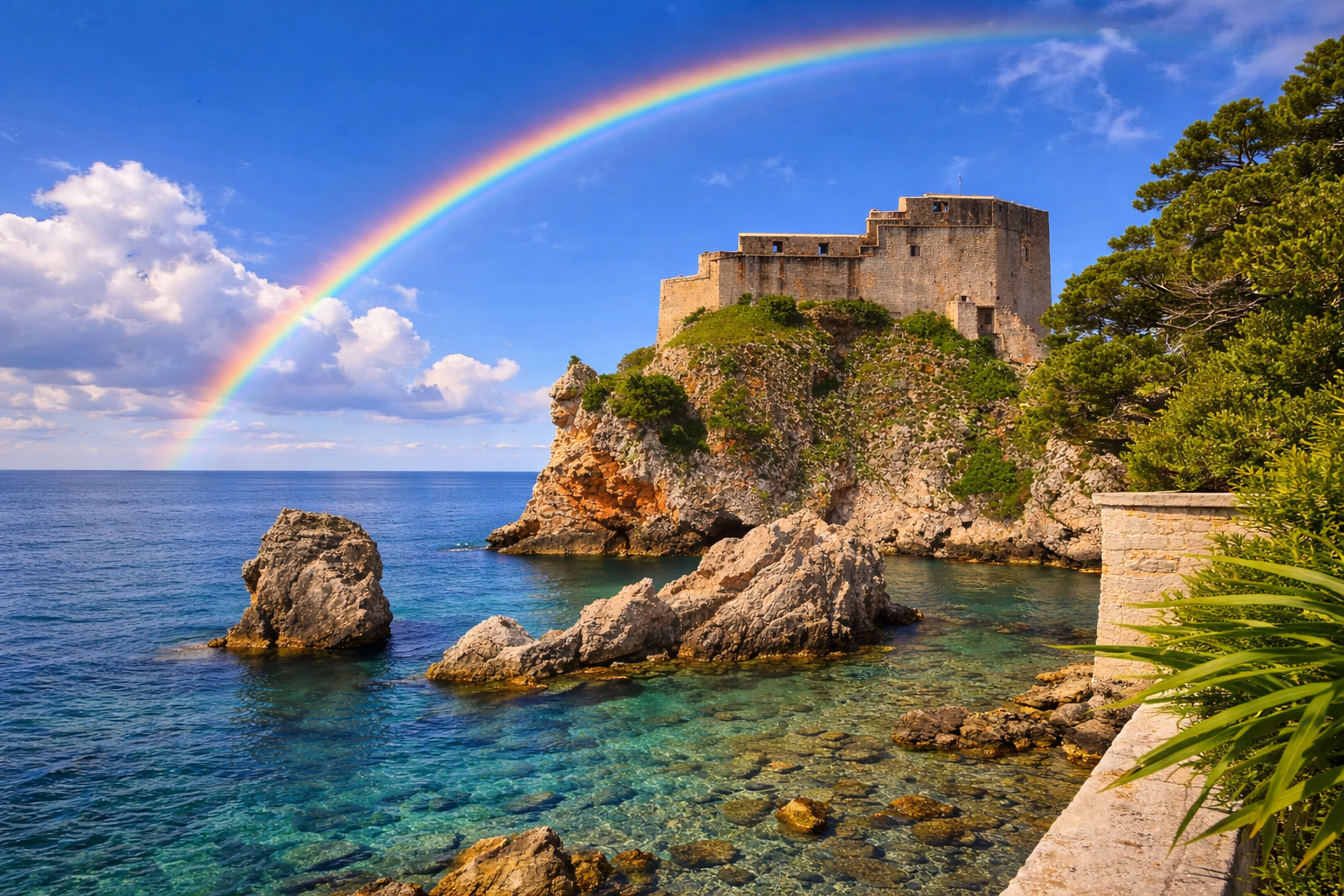 Dubrovnik sunset view over the Old Town and Adriatic Sea featured in the Perfect Gay Day in Dubrovnik travel guide.