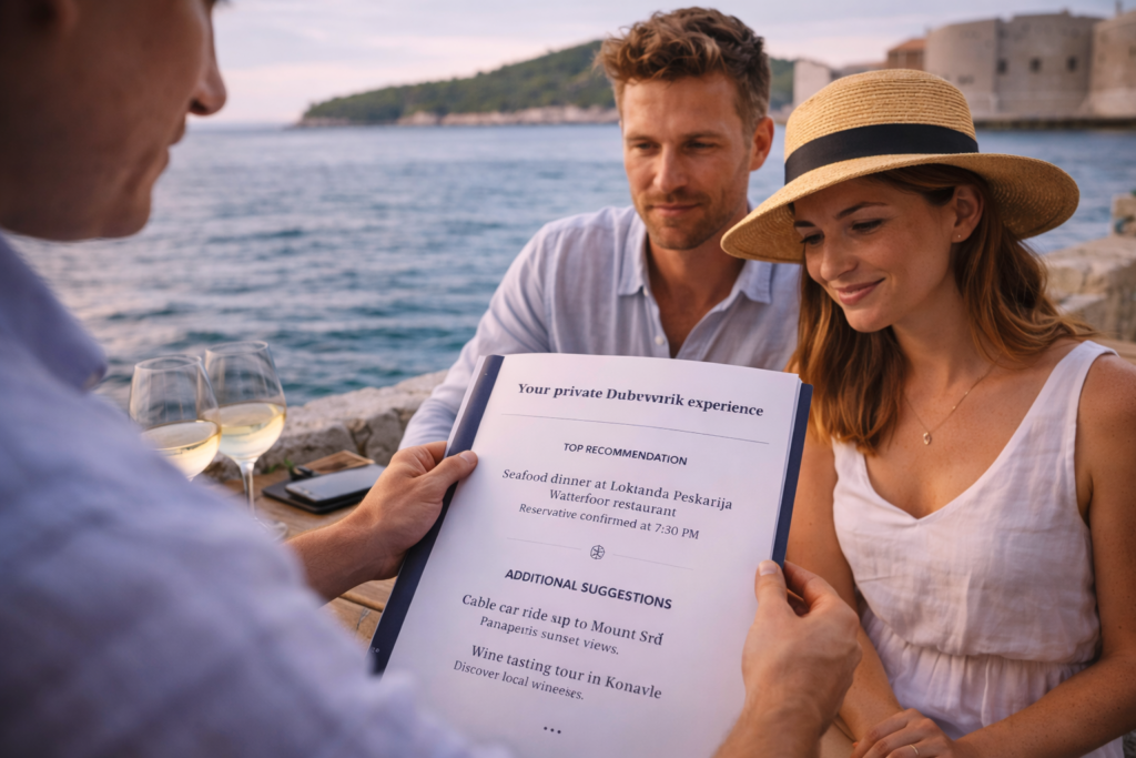 Private concierge service in Dubrovnik creating a personalized luxury Dubrovnik travel itinerary