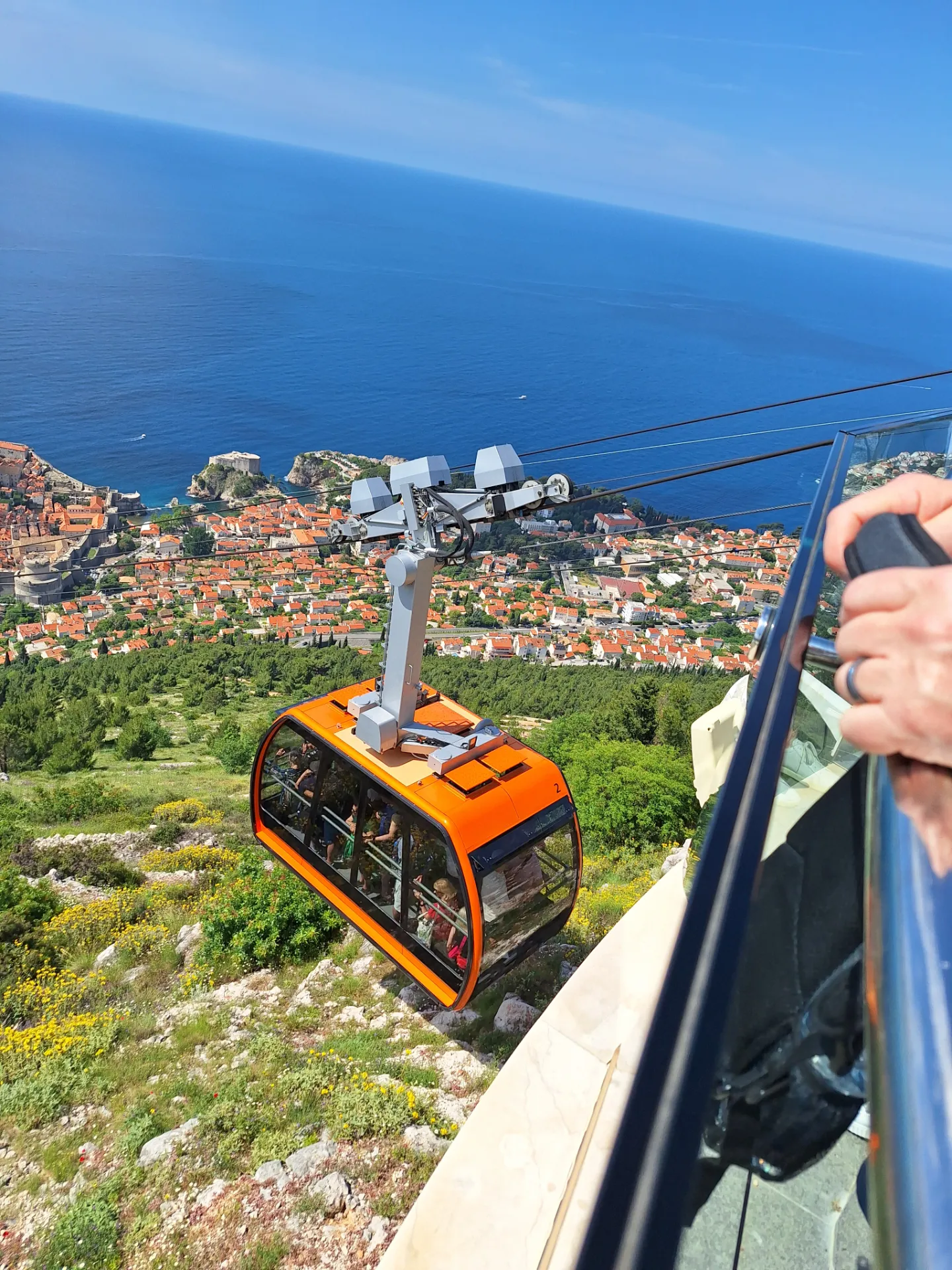 cable car in dubrovnik full of people