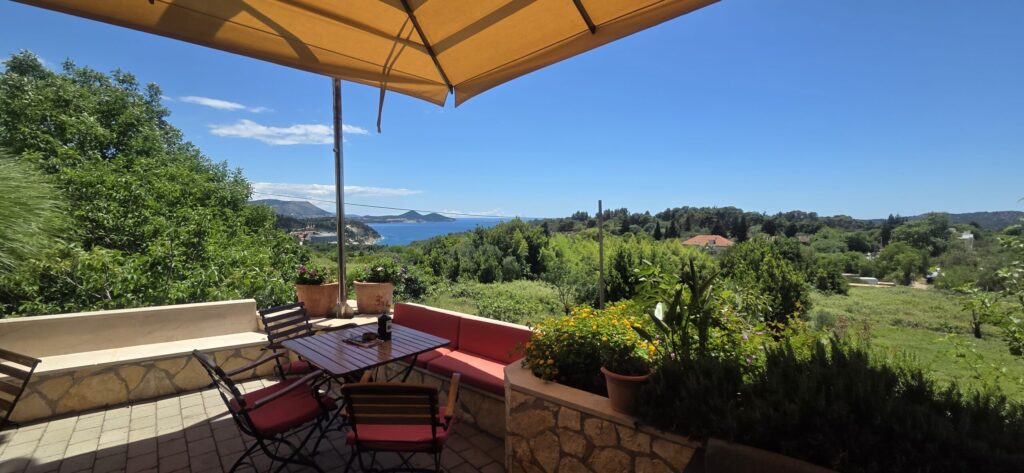 Peaceful terrace with sea view near Dubrovnik, representing planning a customized private tour