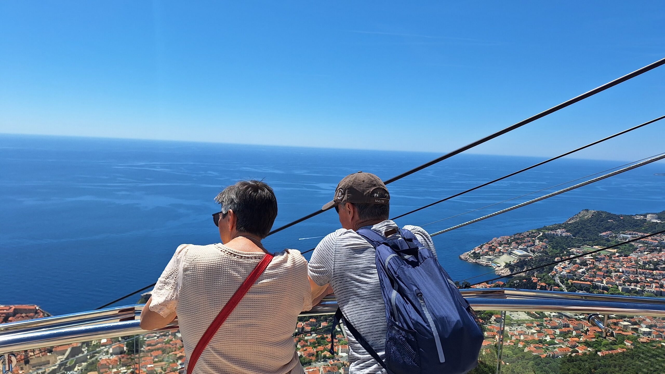 Guests enjoying a panoramic view of Dubrovnik and the Adriatic Sea during a customized private tour