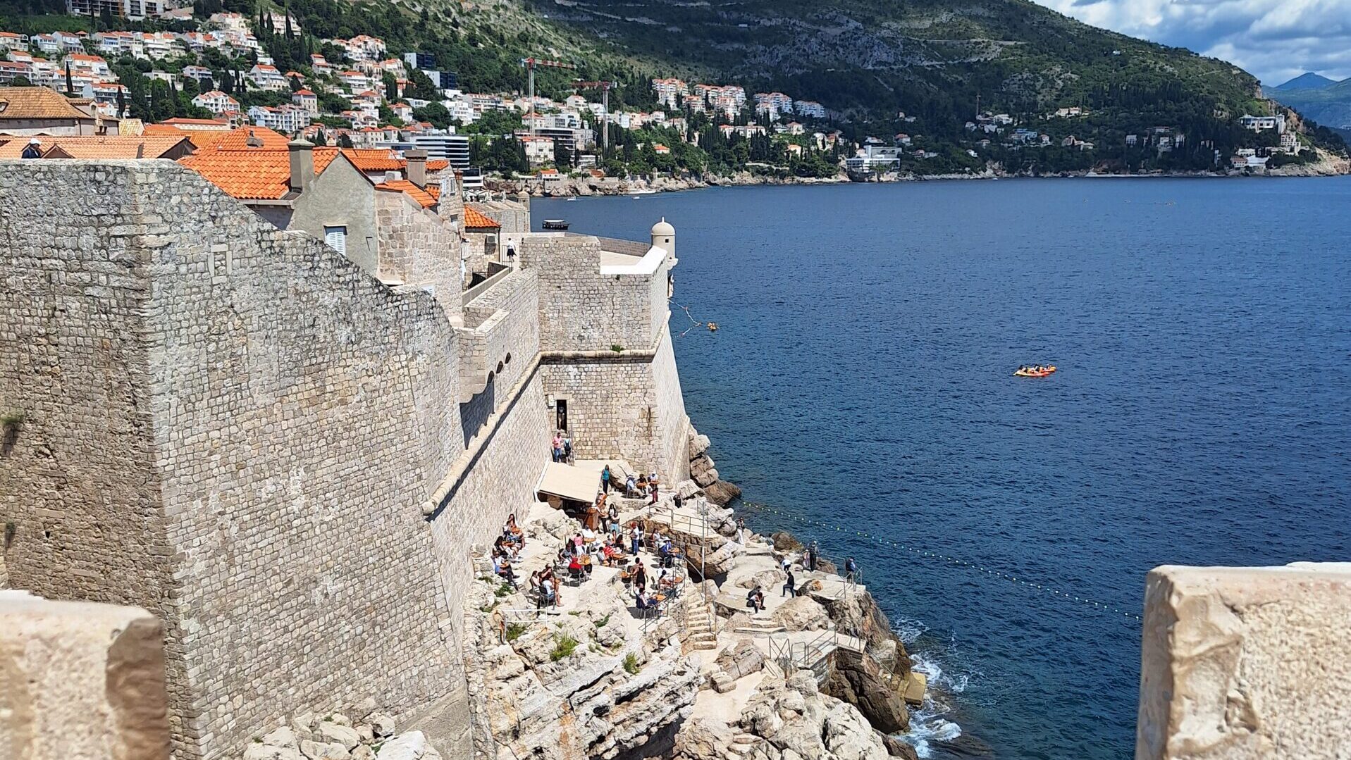 Southern sea-facing section of Dubrovnik City Walls overlooking the Adriatic Sea