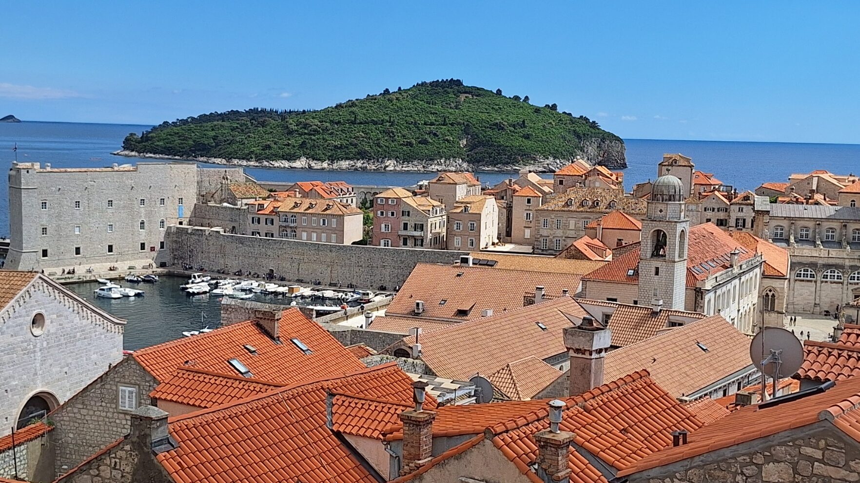 Lokrum Island seen from Dubrovnik City Walls above Dubrovnik Old Town